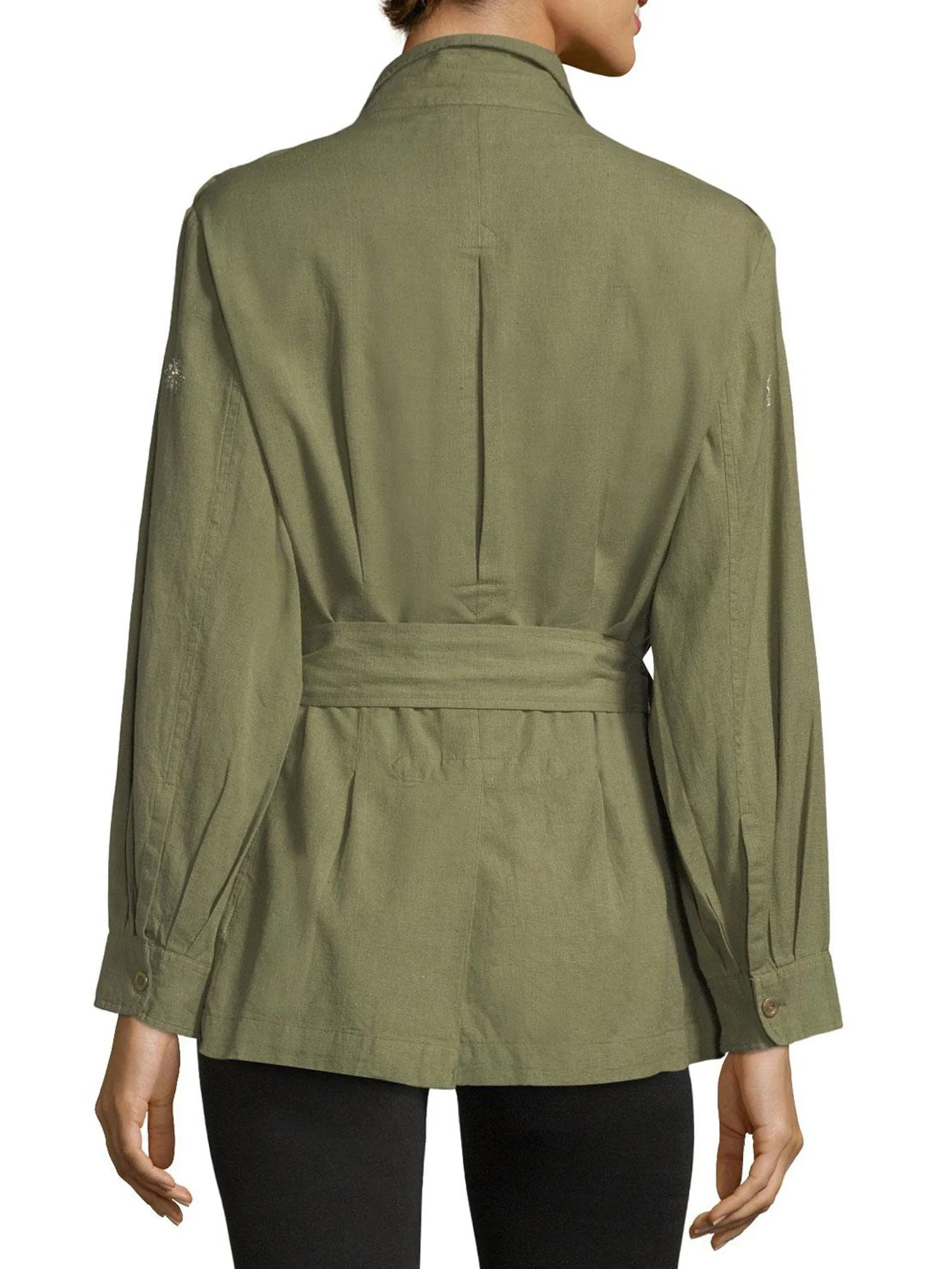 LOVESHACKFANCY Women's Army Green Marrakesh Beading Army Jacket $265 NWT