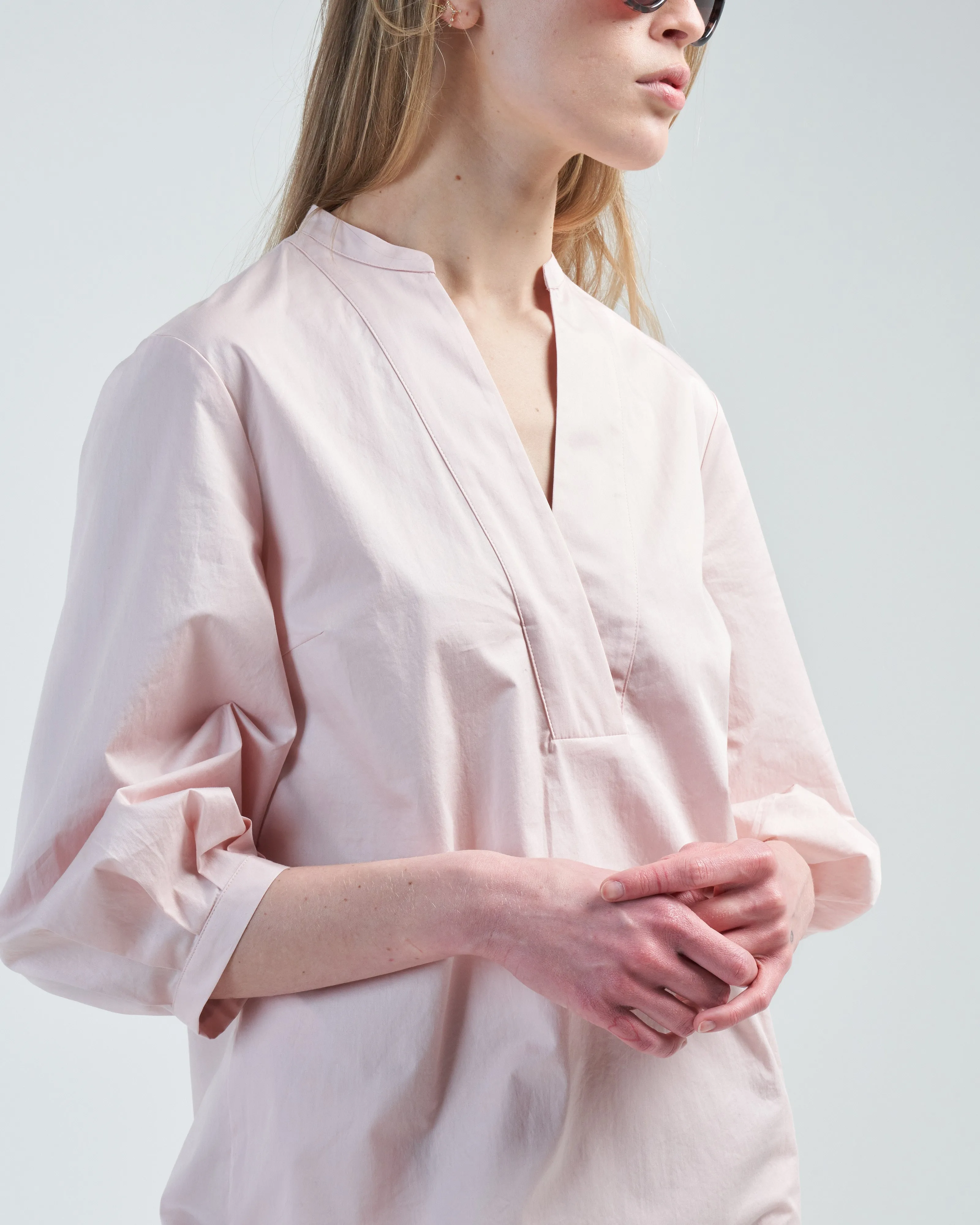 ls stretch cotton midi dress
