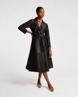 Lucille Dupioni Wrap Dress - Black