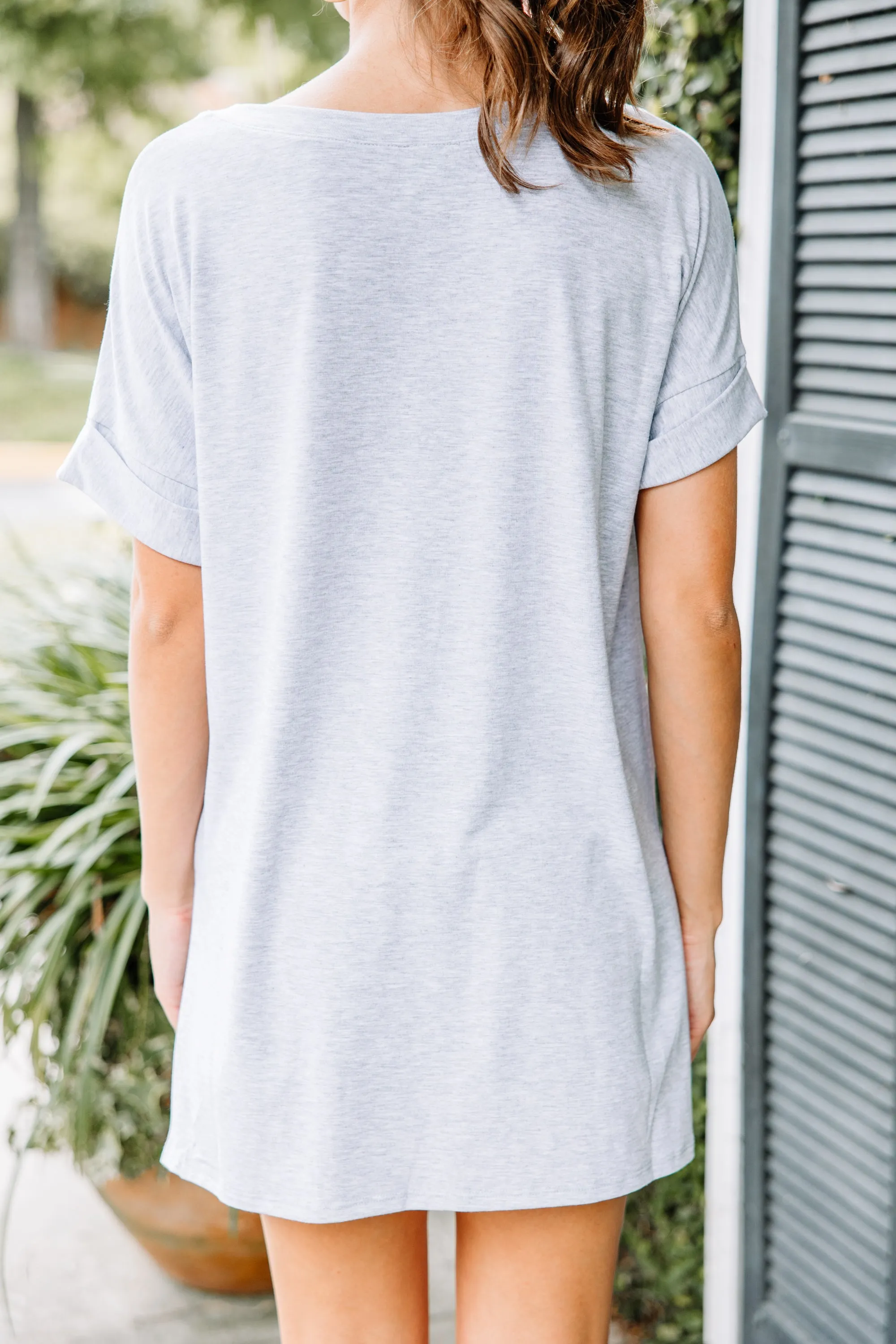Make Your Life Easy Heather Gray V-neck Top