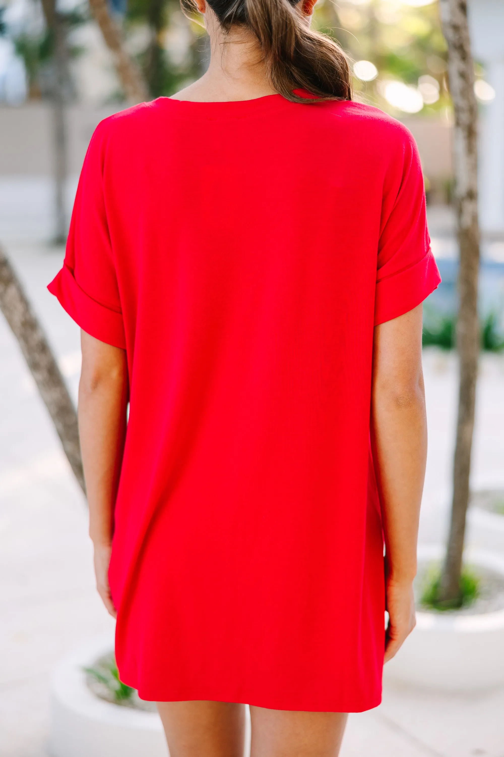 Make Your Life Easy Ruby Red V-Neck Top