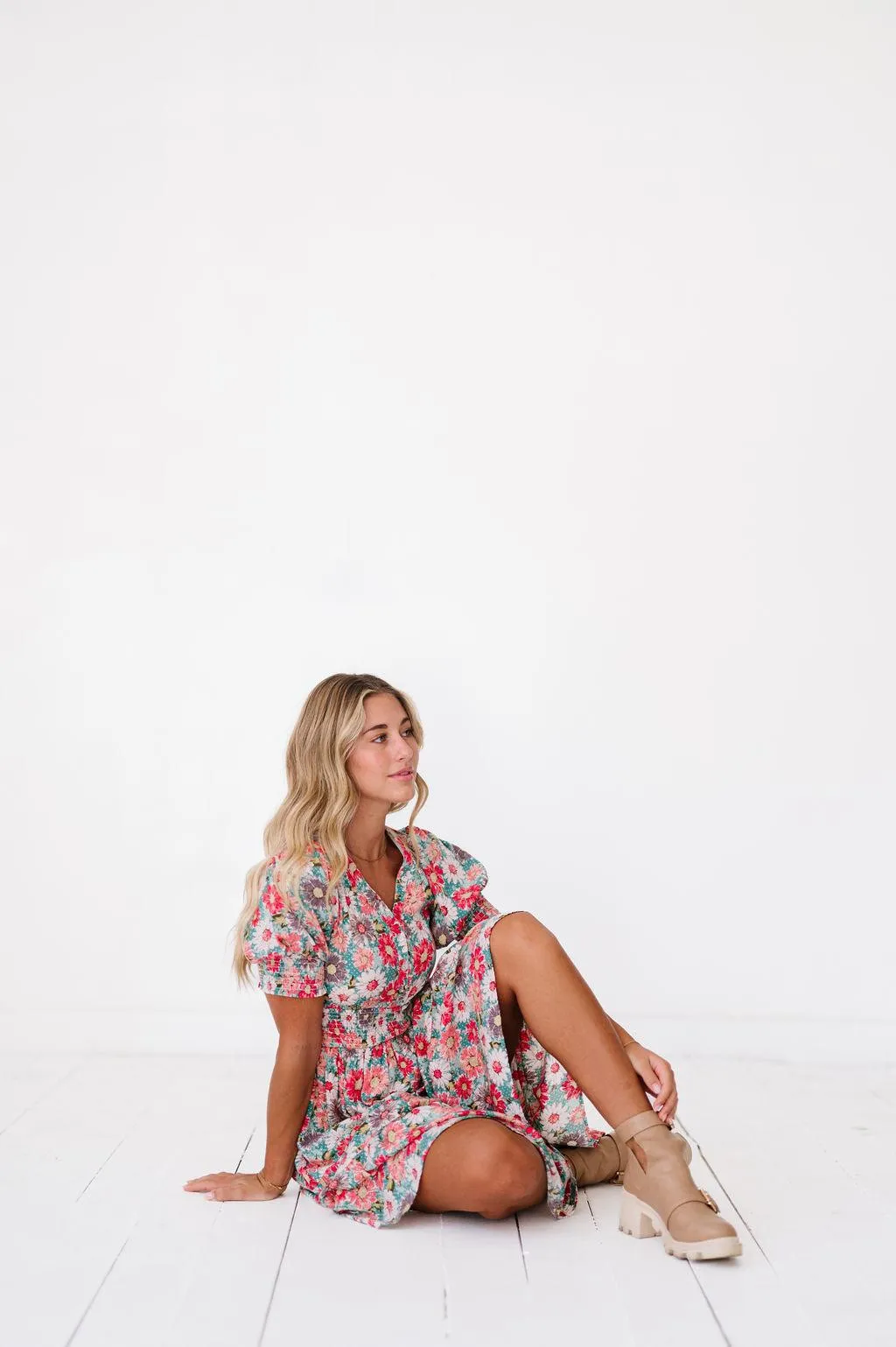 Margo Dress in Floral Teal