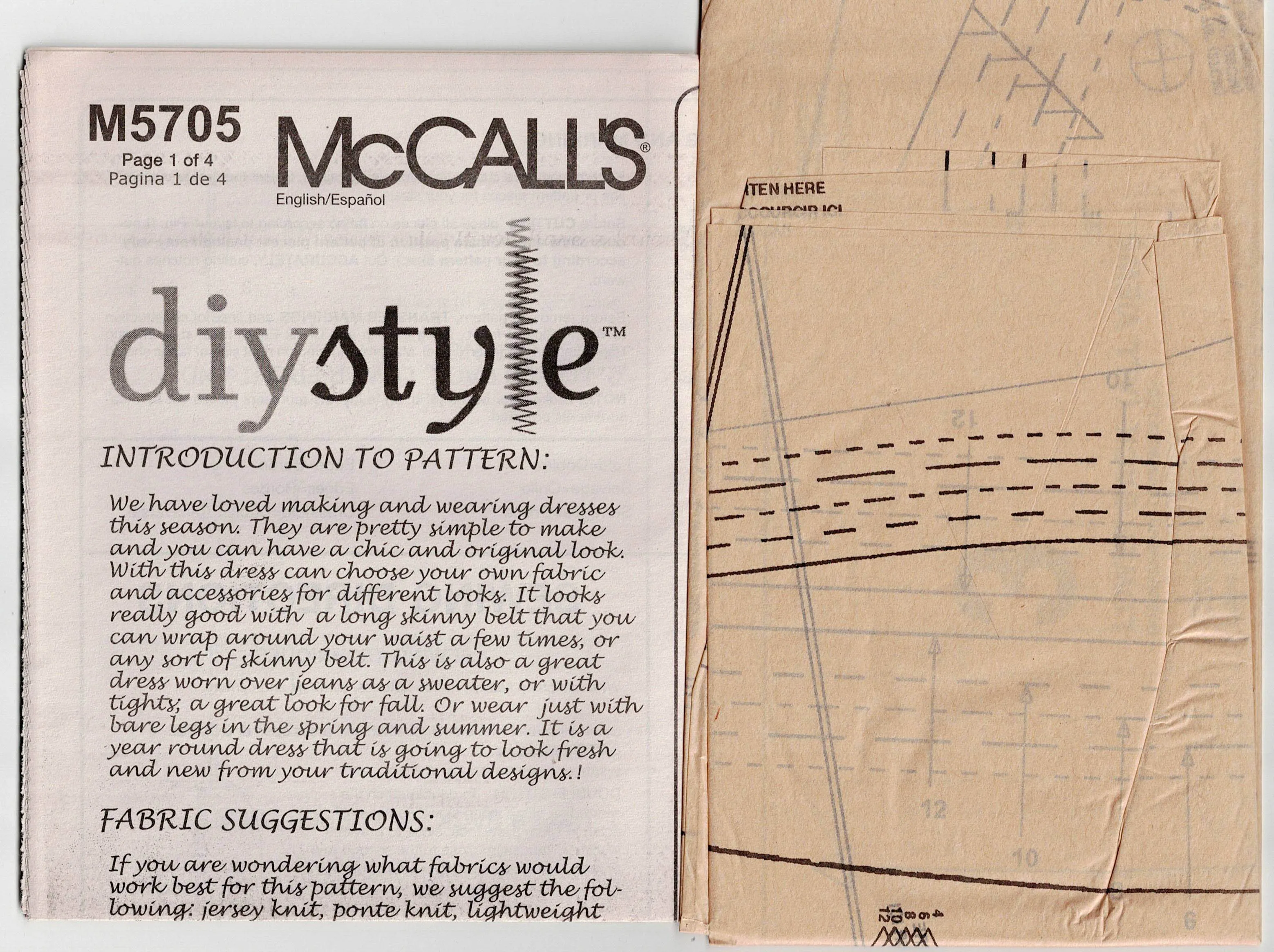 McCall's 5705 Womens Stretch Knit Dresses with Wide Cowl/Hood Out Of Print Sewing Pattern Sizes 4 - 12 UNCUT Factory Folded
