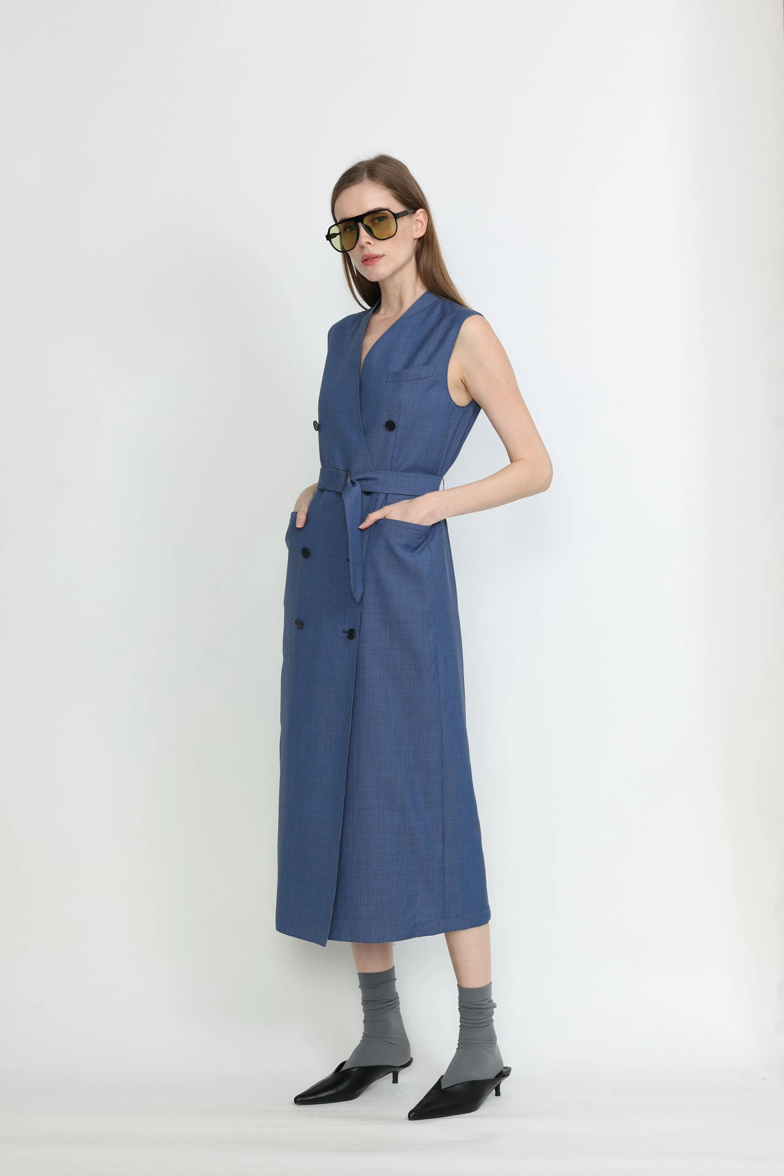 Melbourne Dress - Tailored dress in blue