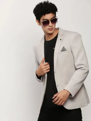 Men Grey Solid Casual Blazers-AR-55-Grey
