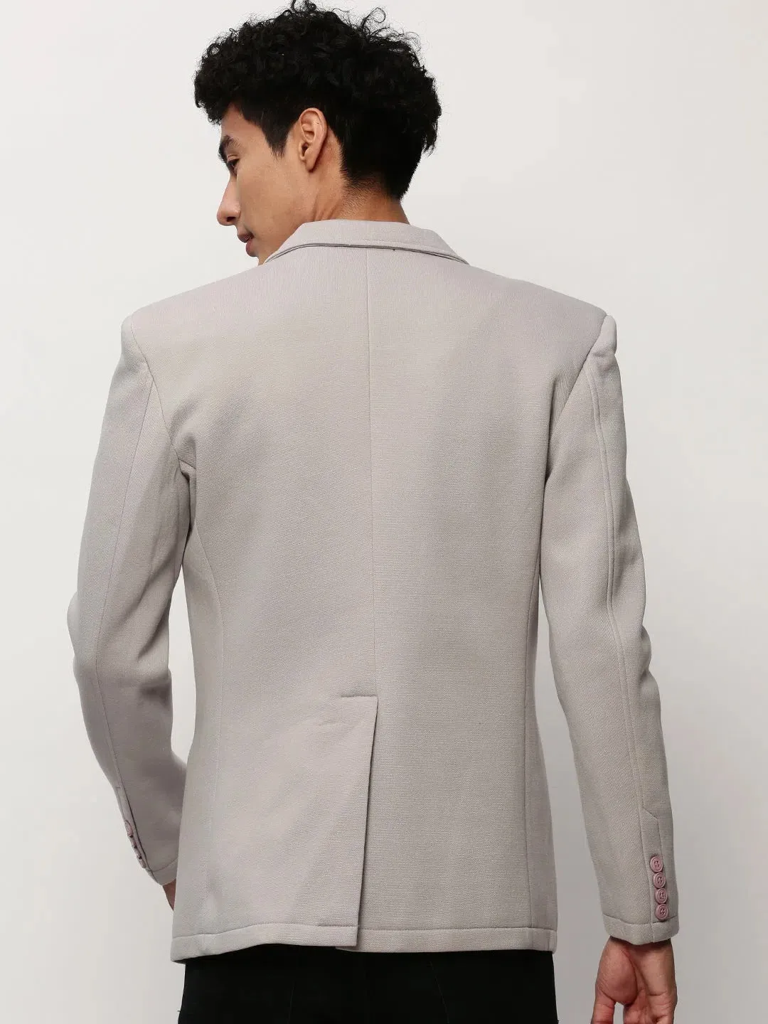 Men Grey Solid Casual Blazers-AR-55-Grey