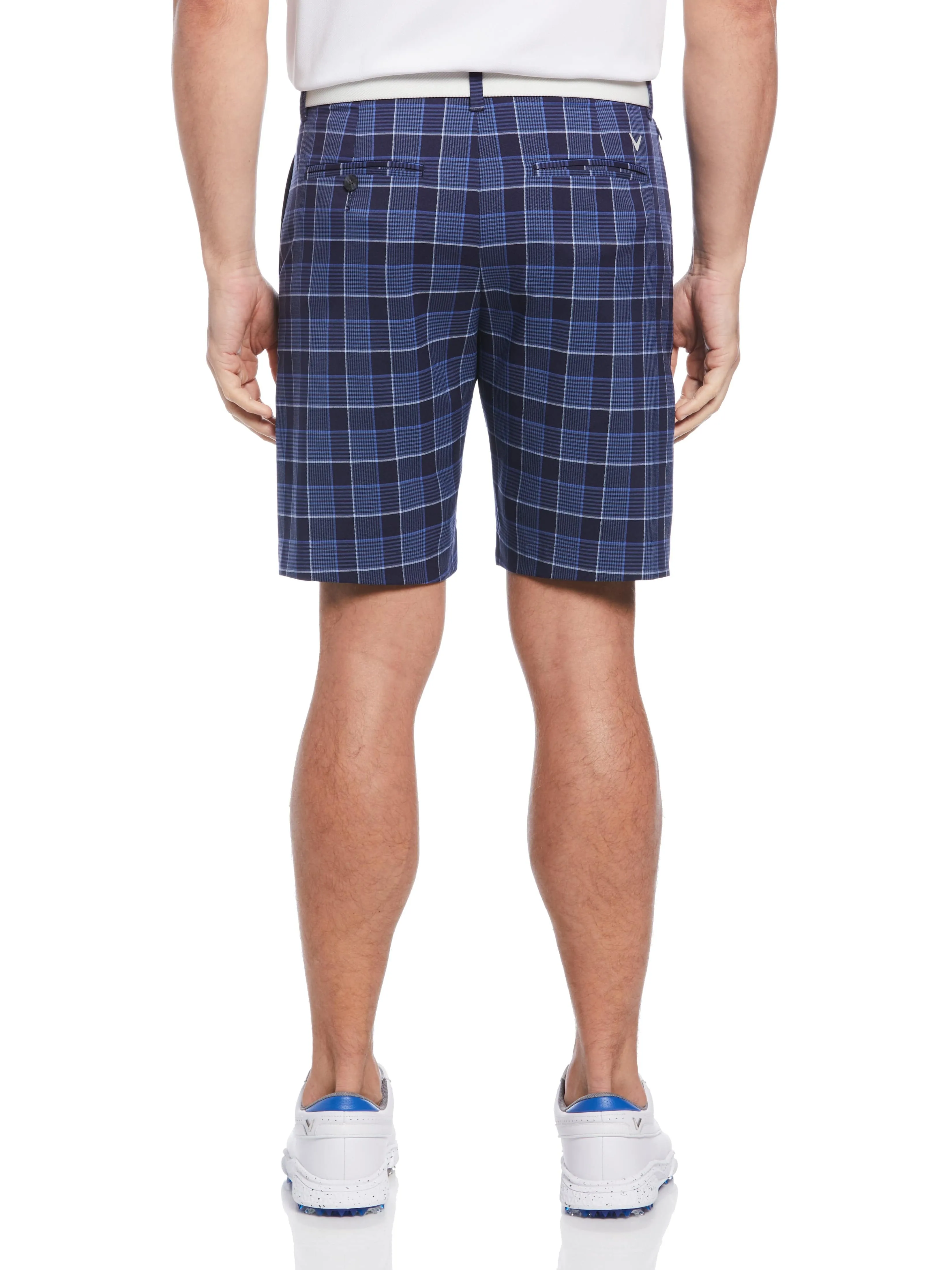 Mens Flat Front Yarn Dye Heritage Plaid Ergo Golf Short