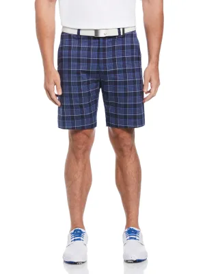 Mens Flat Front Yarn Dye Heritage Plaid Ergo Golf Short