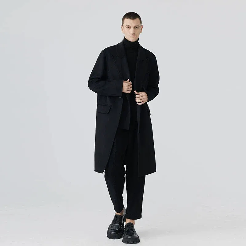 Men's Long Black Overcoat
