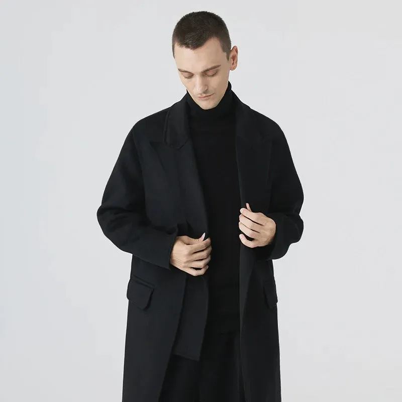 Men's Long Black Overcoat
