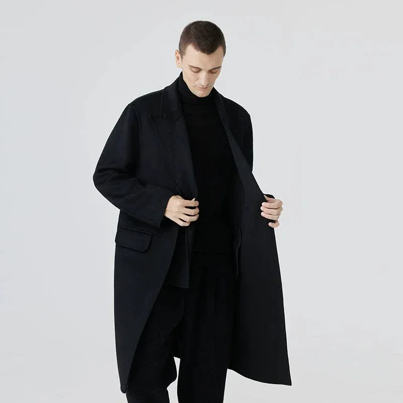 Men's Long Black Overcoat