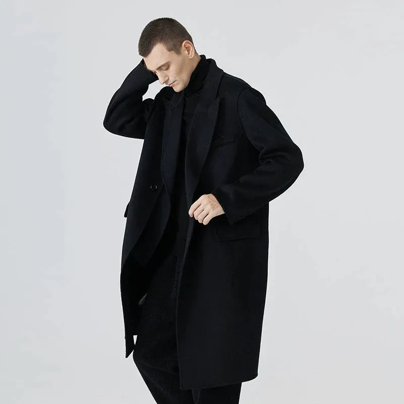 Men's Long Black Overcoat