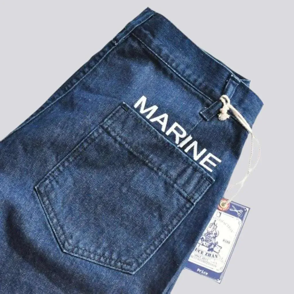 Mid-waist denim shorts for men