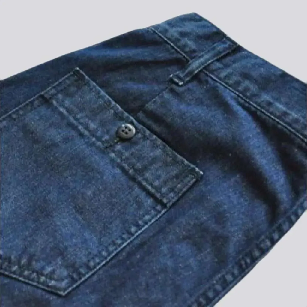 Mid-waist denim shorts for men