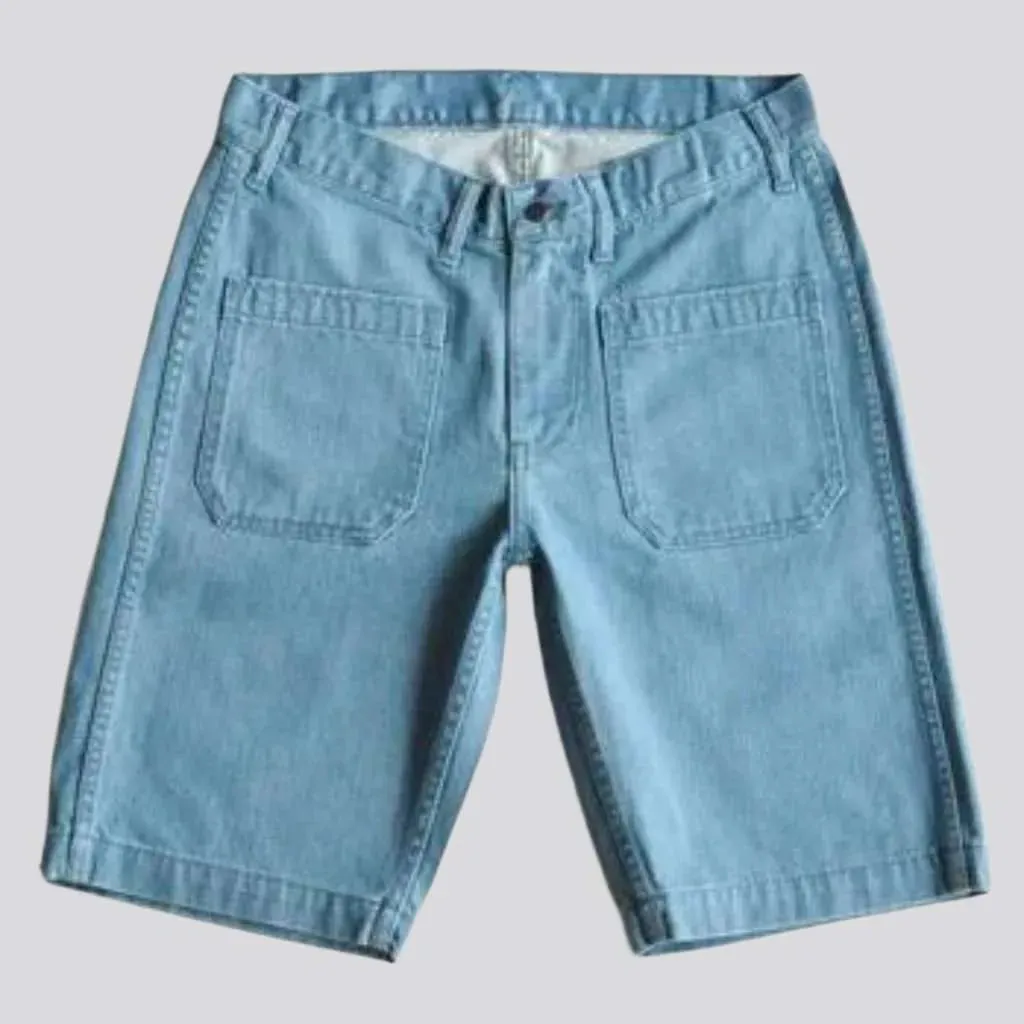 Mid-waist denim shorts for men