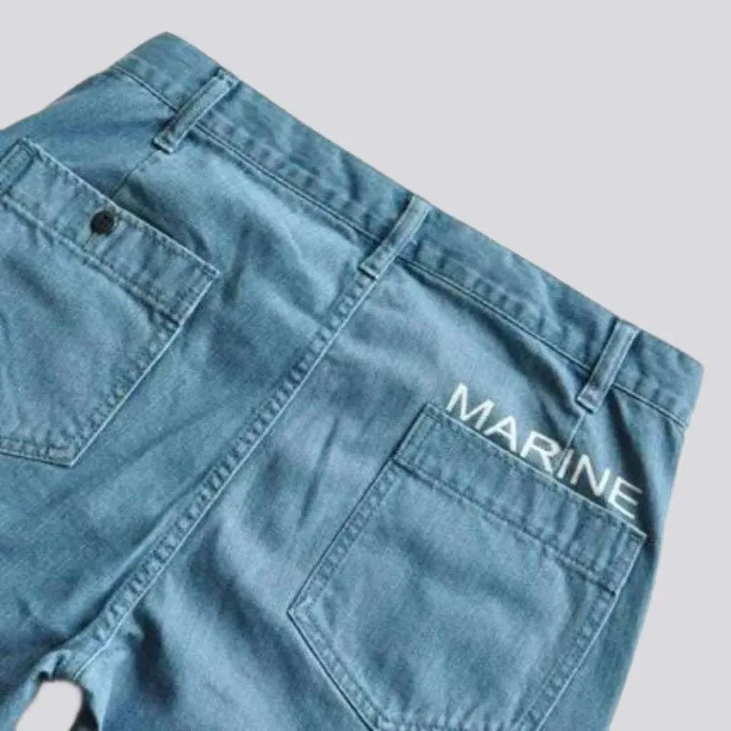 Mid-waist denim shorts for men