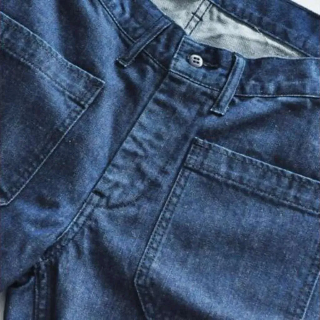 Mid-waist denim shorts for men