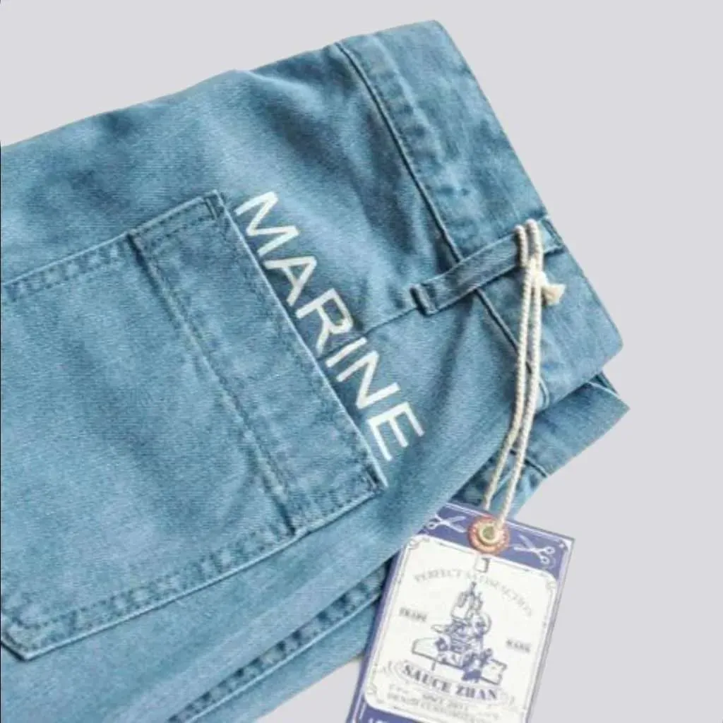 Mid-waist denim shorts for men