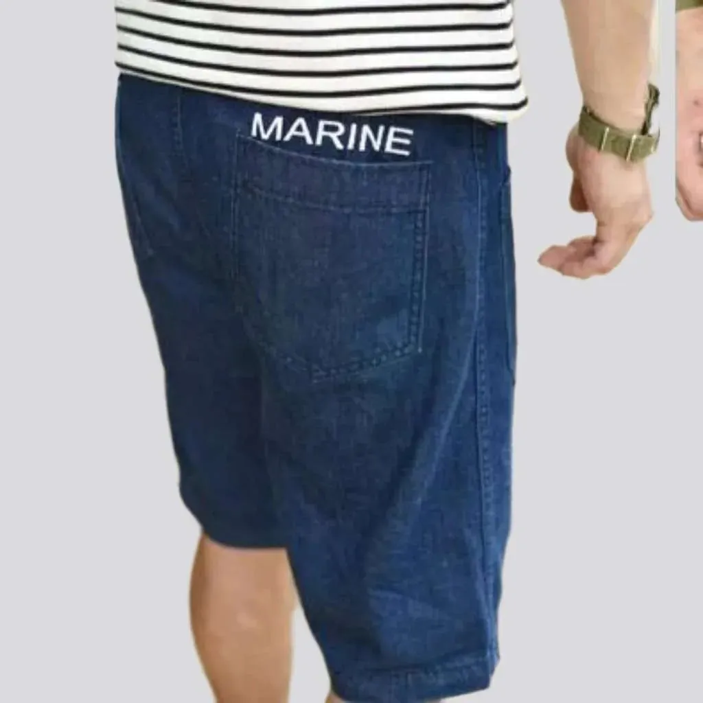 Mid-waist denim shorts for men