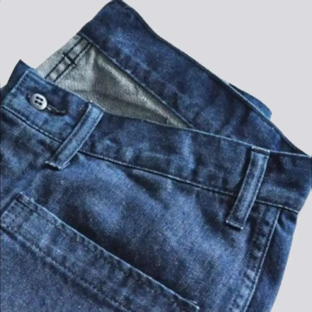 Mid-waist denim shorts for men