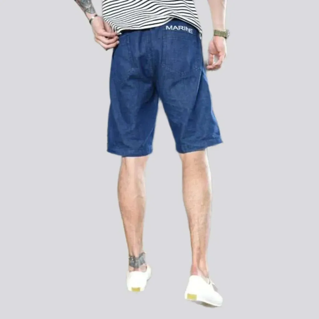 Mid-waist denim shorts for men
