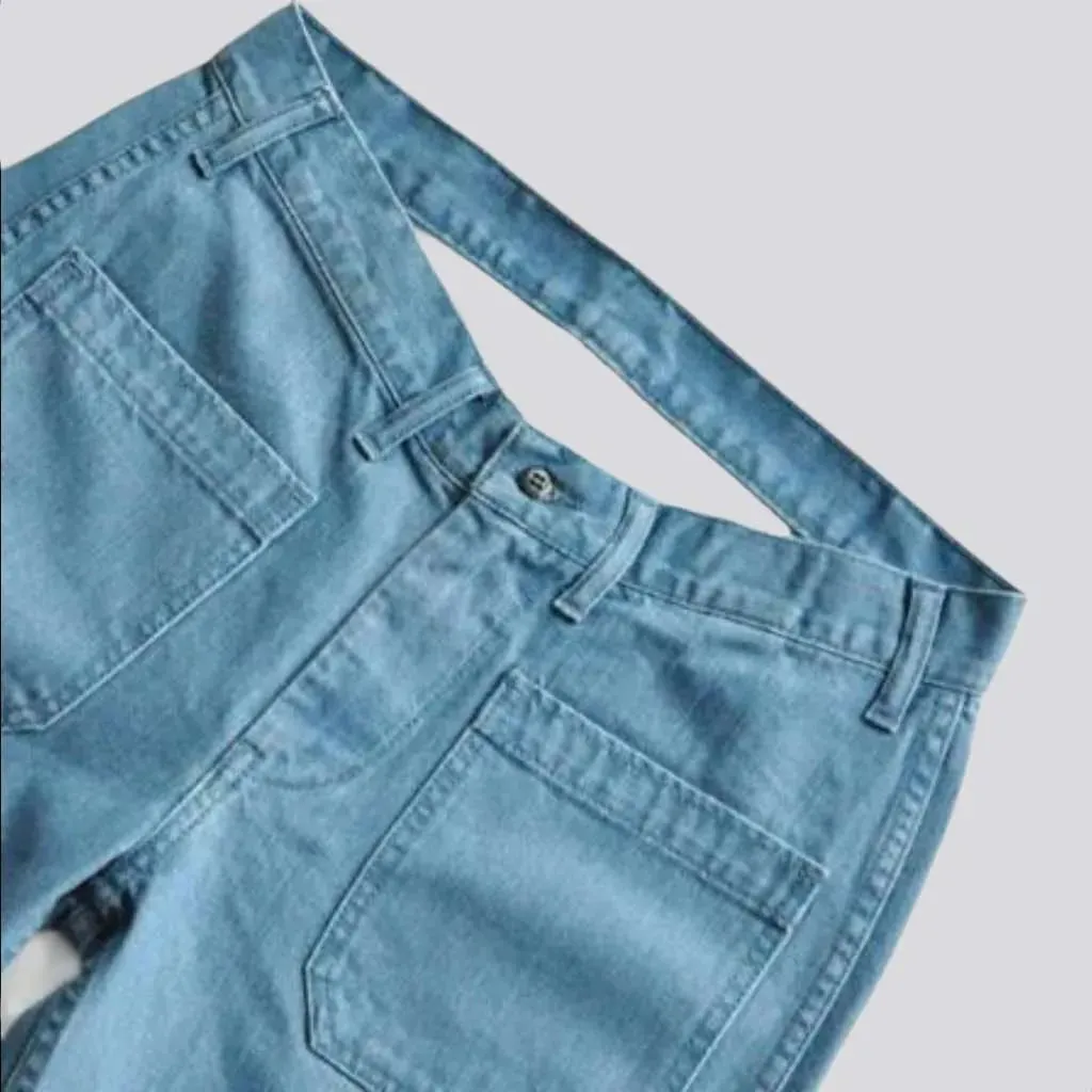 Mid-waist denim shorts for men