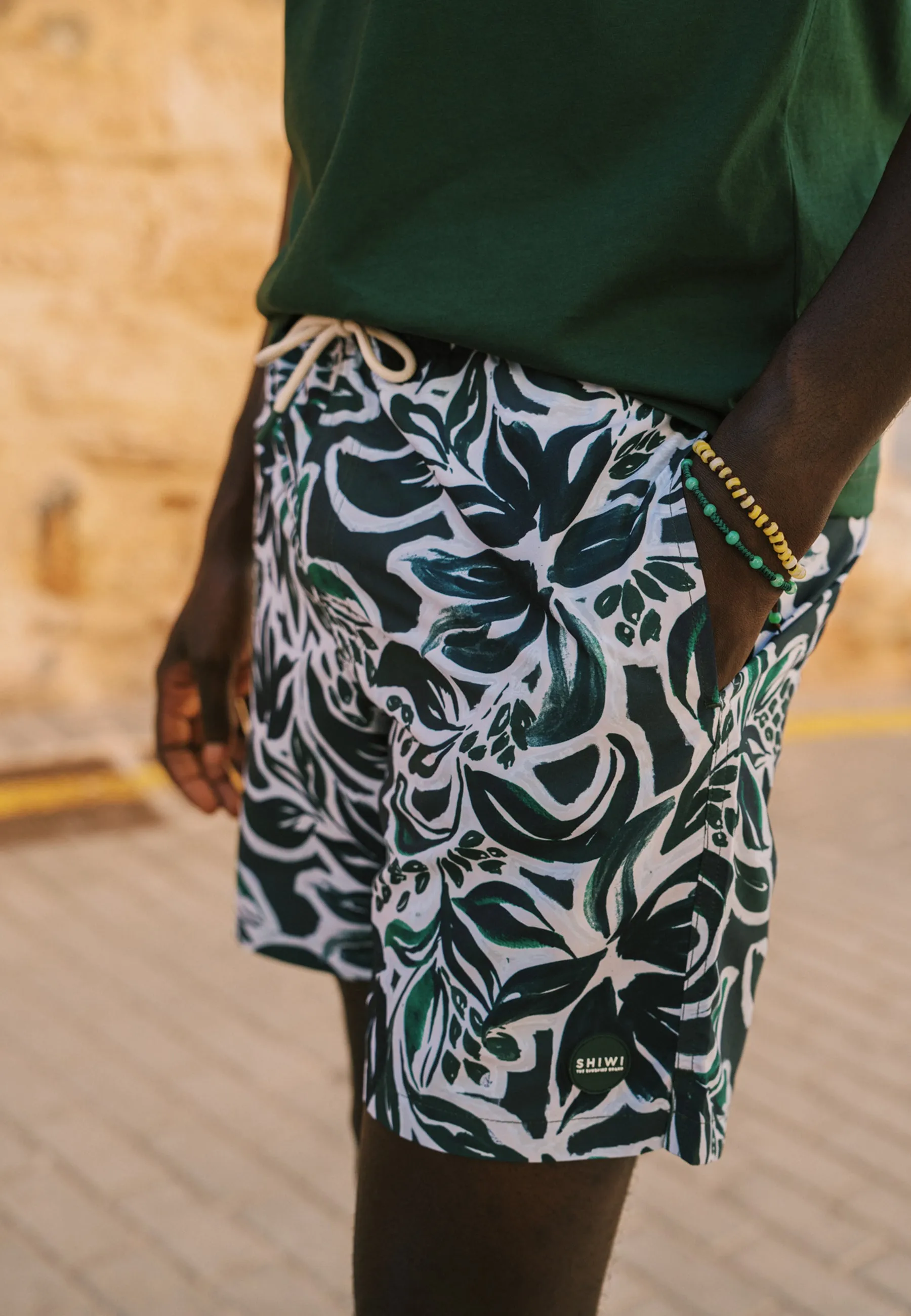MIKE swim shorts floral leafs | green leaves