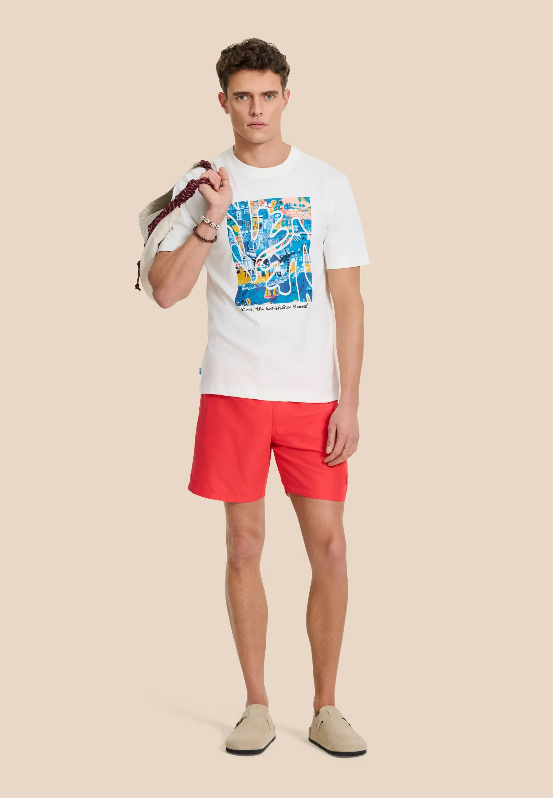 MIKE swim shorts solid | red hibiscus