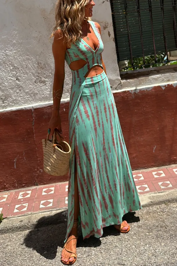 Milica® | Eleanor Tie-Dye Stretch Cutout Slit Dress