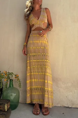 Milica® | Eleanor Tie-Dye Stretch Cutout Slit Dress