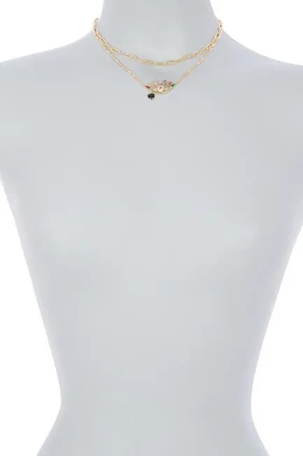 New Nordstroms! Protect yourself with this Multi Coloured Crystal Evil Eye Layered Chain Necklace by PANACEA
