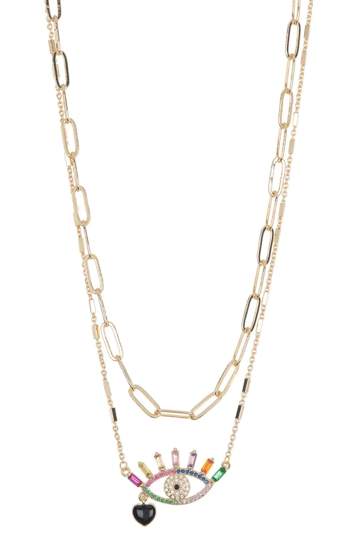 New Nordstroms! Protect yourself with this Multi Coloured Crystal Evil Eye Layered Chain Necklace by PANACEA