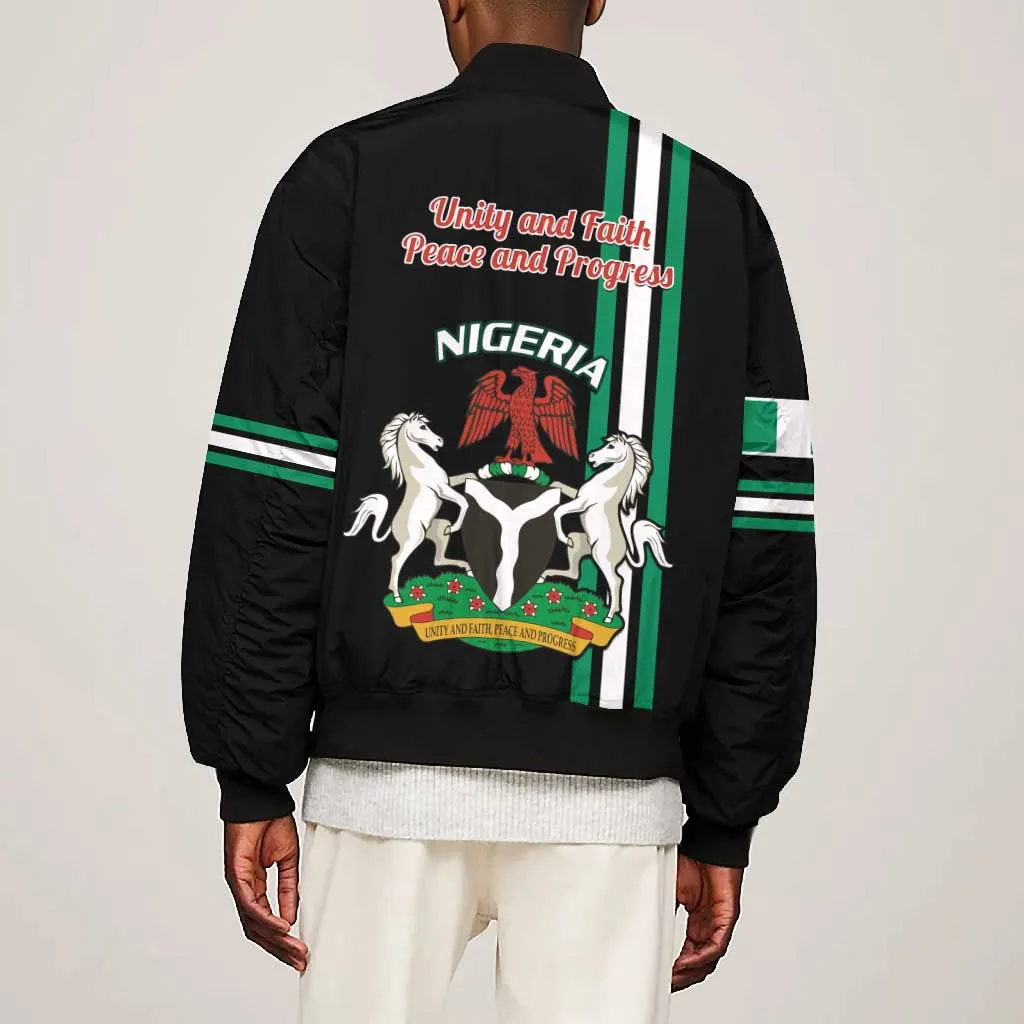 Nigeria Bomber Jacket Nigeria Coat Of Arms Simple Style LT14