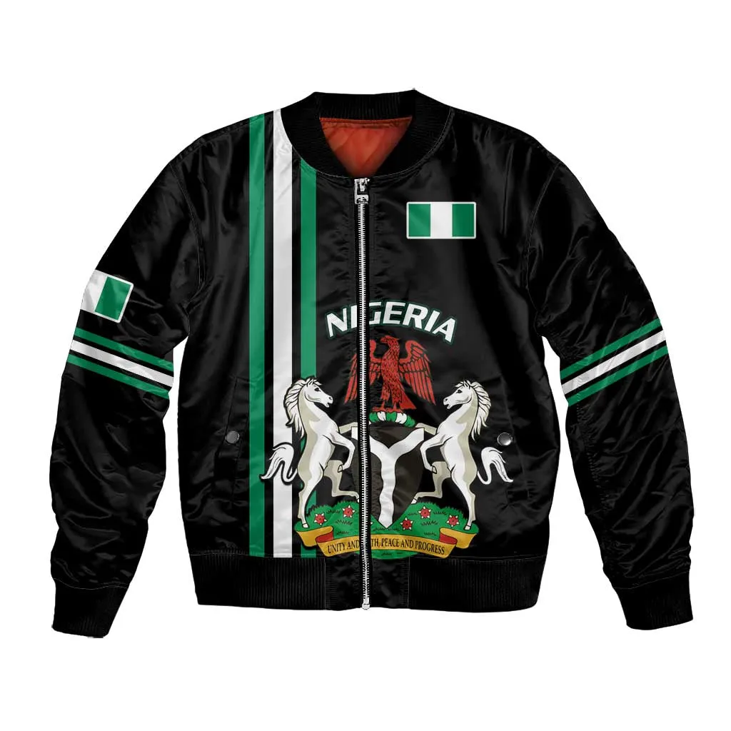 Nigeria Bomber Jacket Nigeria Coat Of Arms Simple Style LT14
