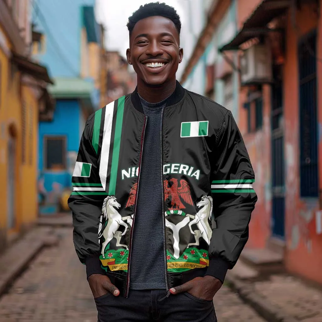 Nigeria Bomber Jacket Nigeria Coat Of Arms Simple Style LT14