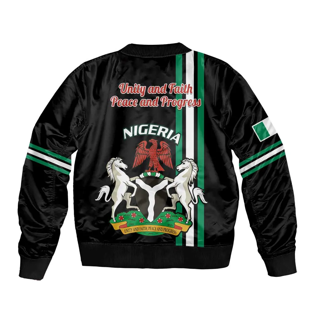 Nigeria Bomber Jacket Nigeria Coat Of Arms Simple Style LT14