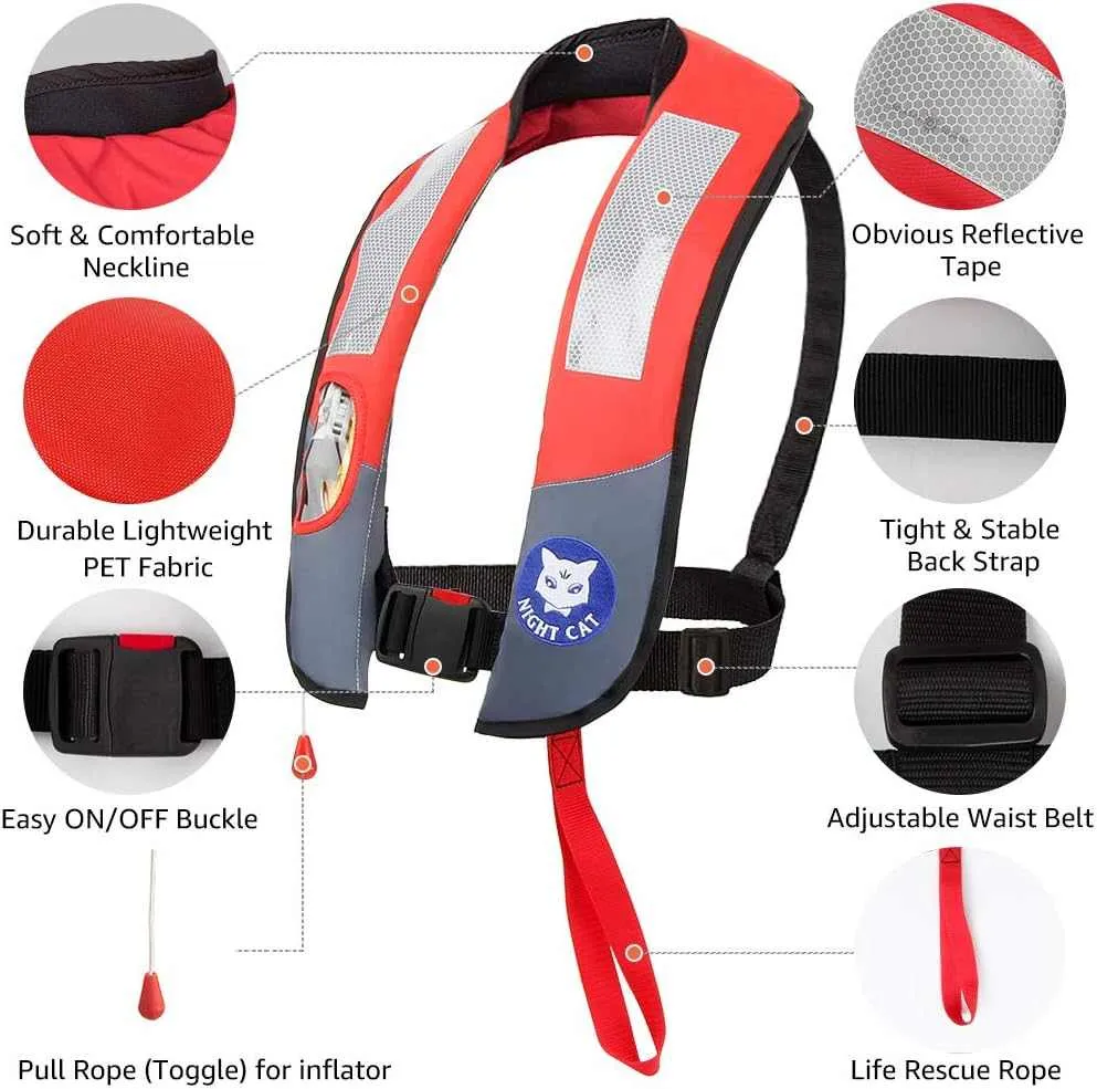 Night Cat Inflatable Life Jackets Vests Survival Preservers
