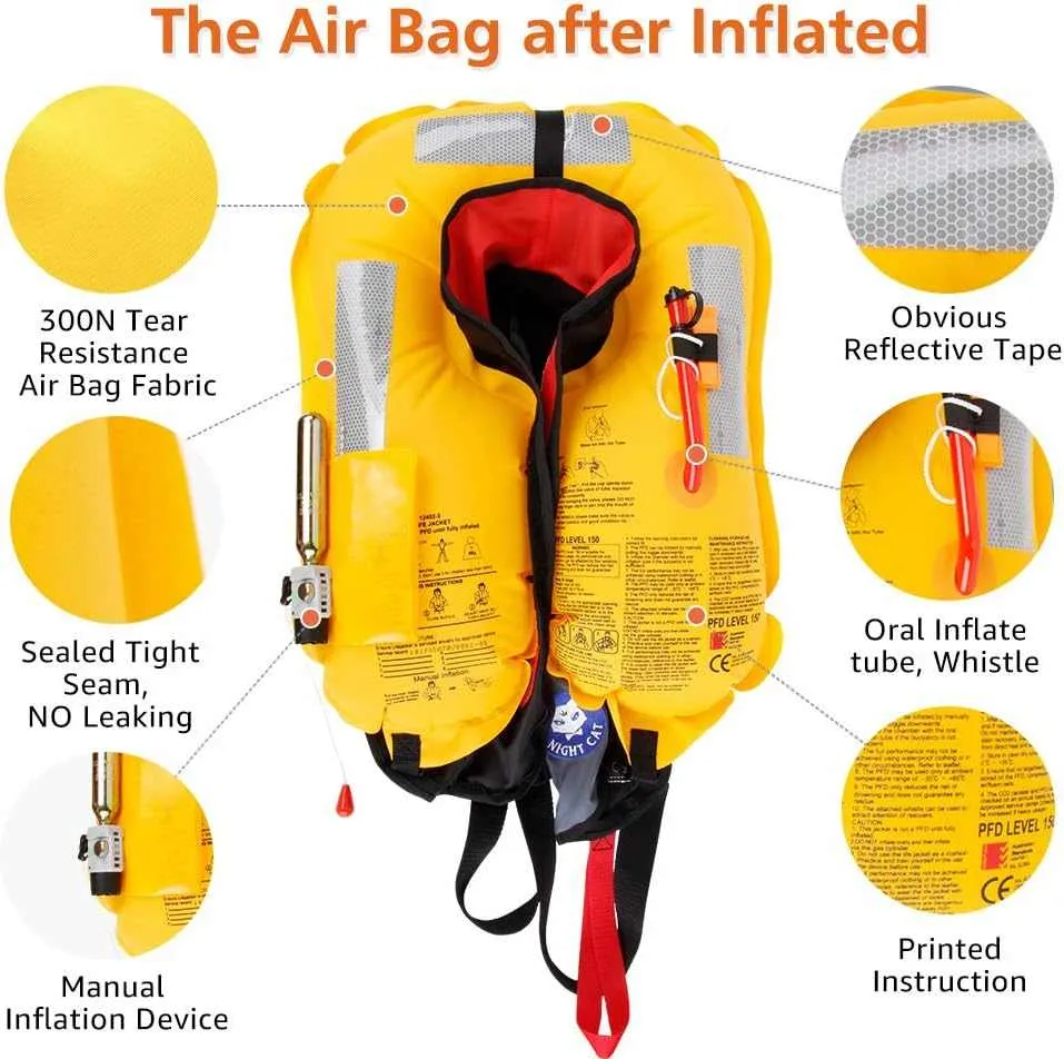 Night Cat Inflatable Life Jackets Vests Survival Preservers