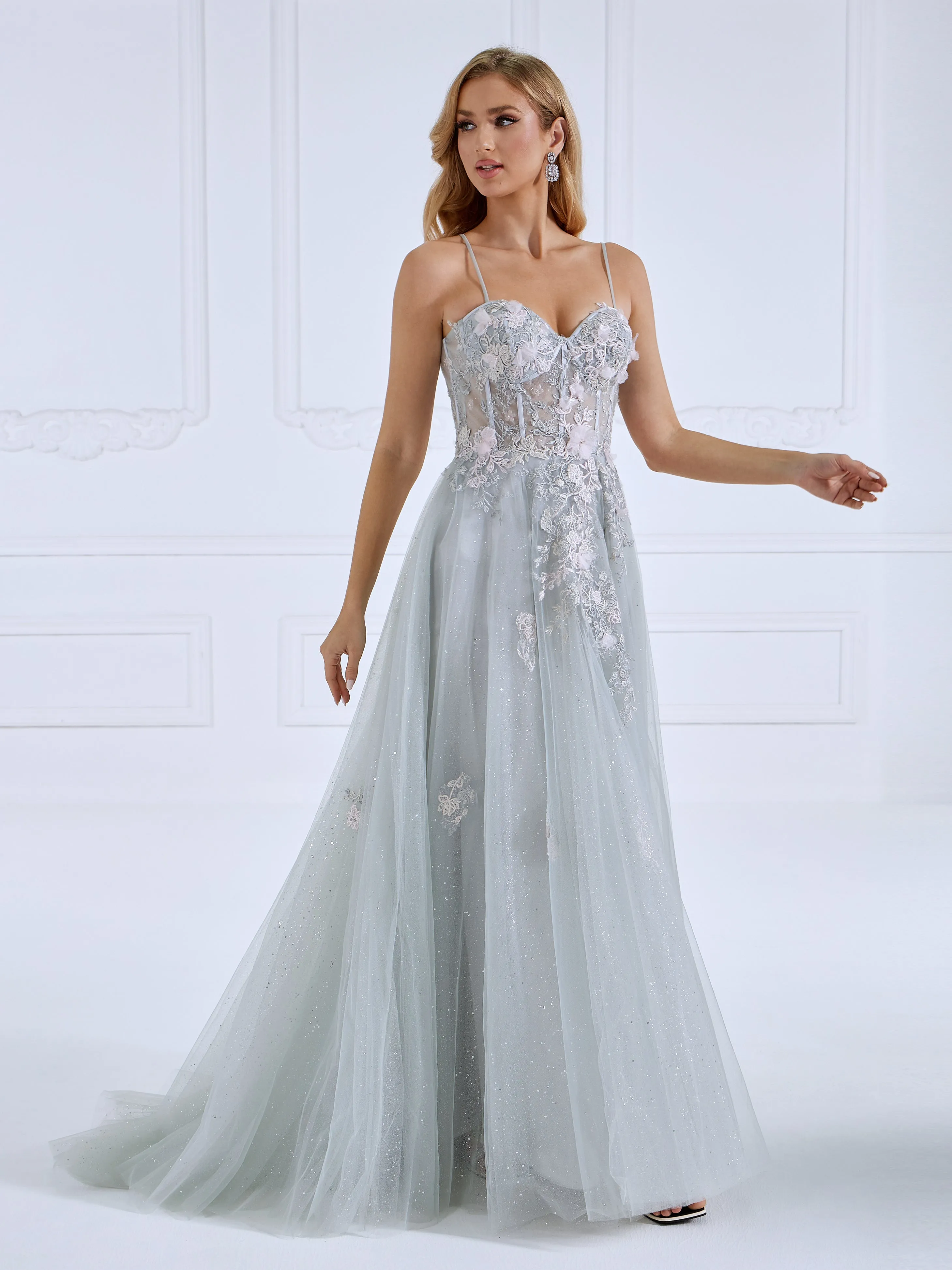 Off Shoulder Side Slit Long Dress Elegant Prom Dress with Lace Appliques #17299