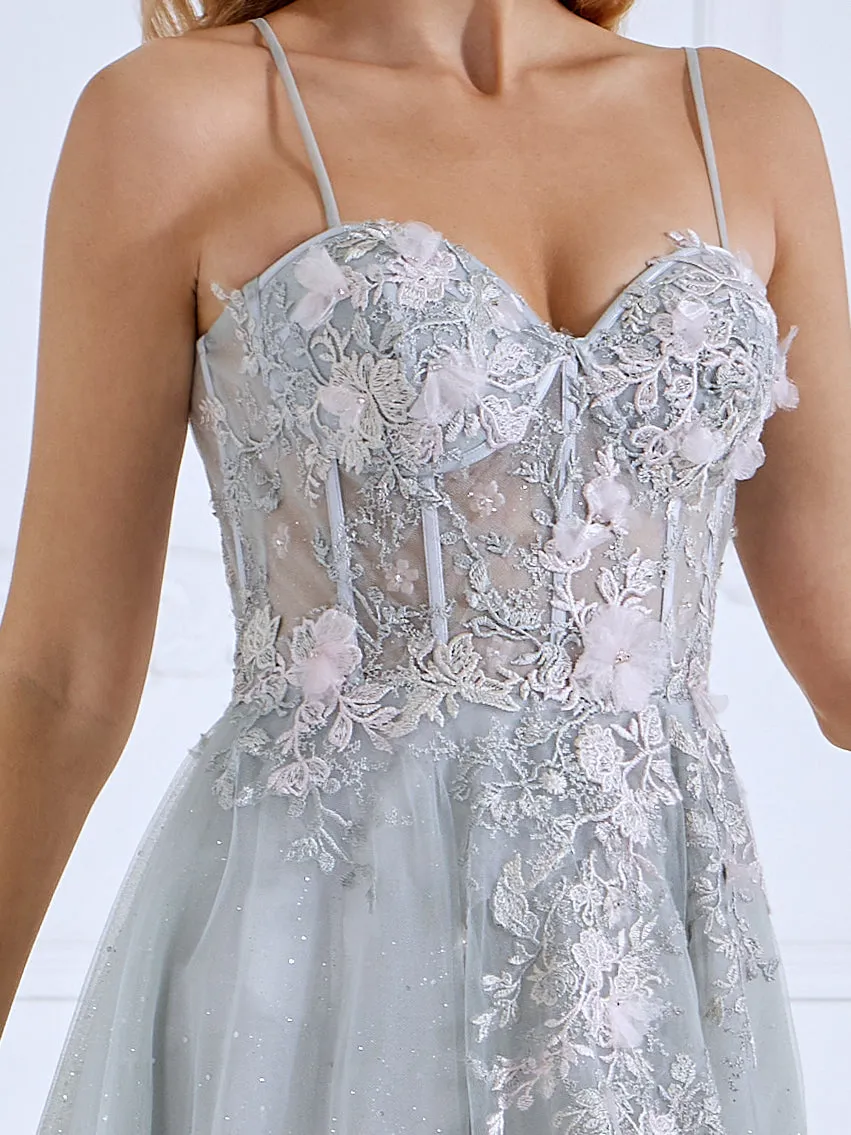 Off Shoulder Side Slit Long Dress Elegant Prom Dress with Lace Appliques #17299