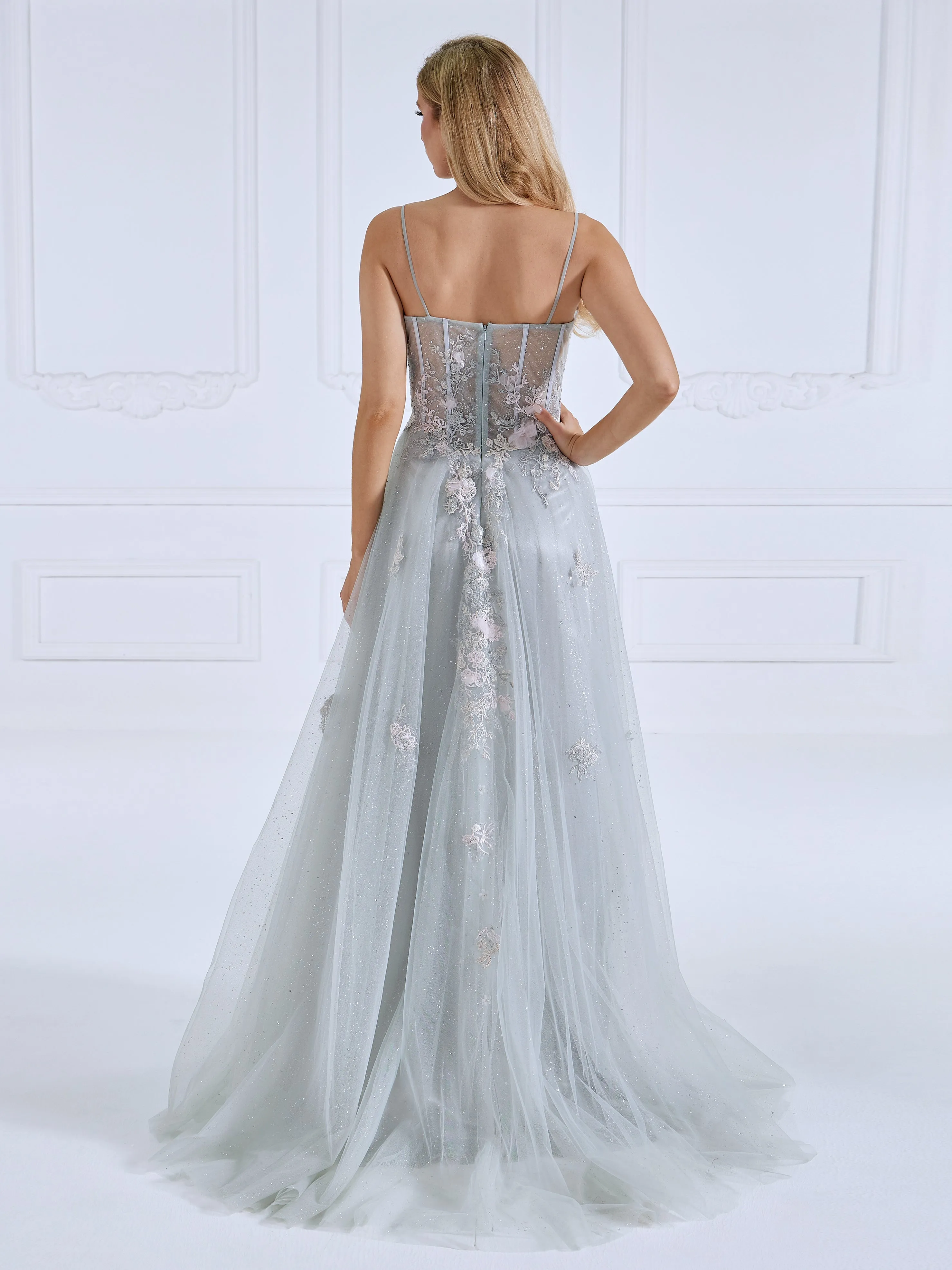 Off Shoulder Side Slit Long Dress Elegant Prom Dress with Lace Appliques #17299