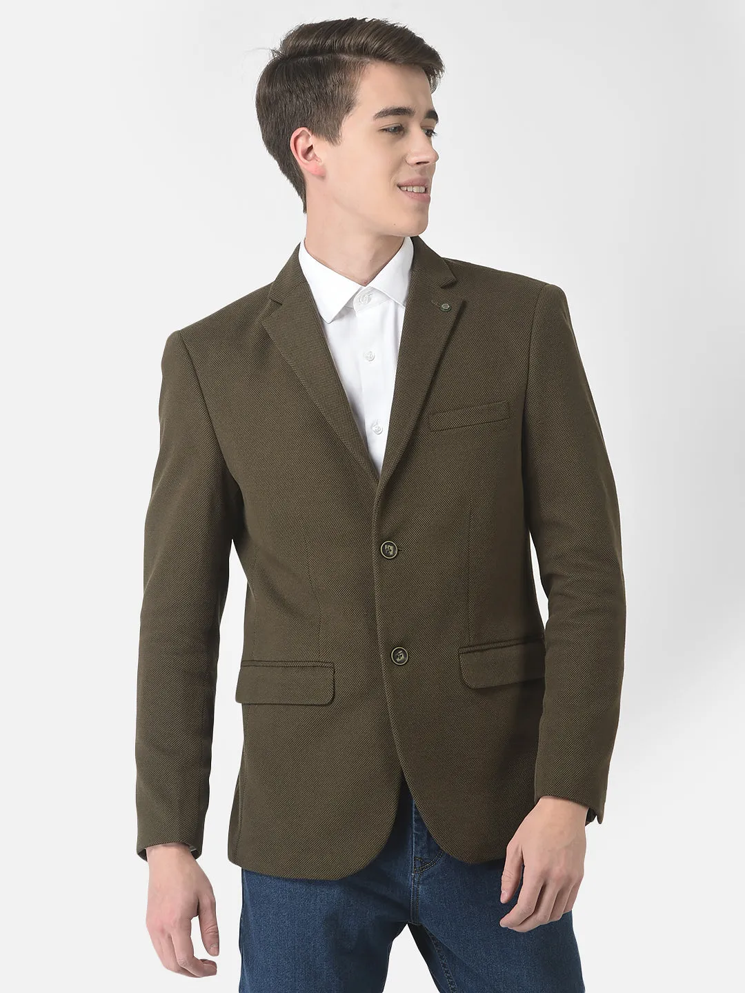 Olive Single-Breasted Blazer