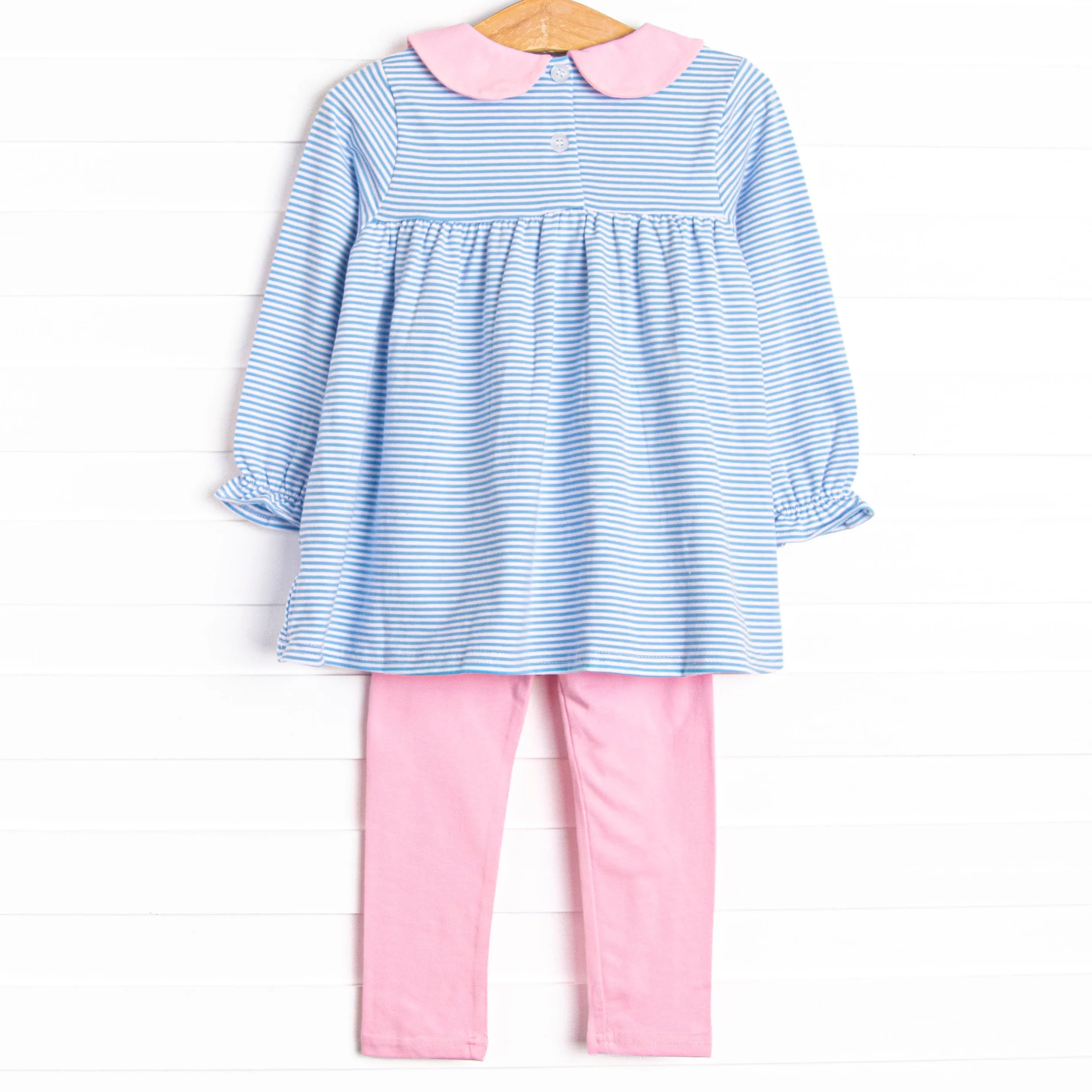 Olivia Legging Set, Pink and Medium Blue Stripe