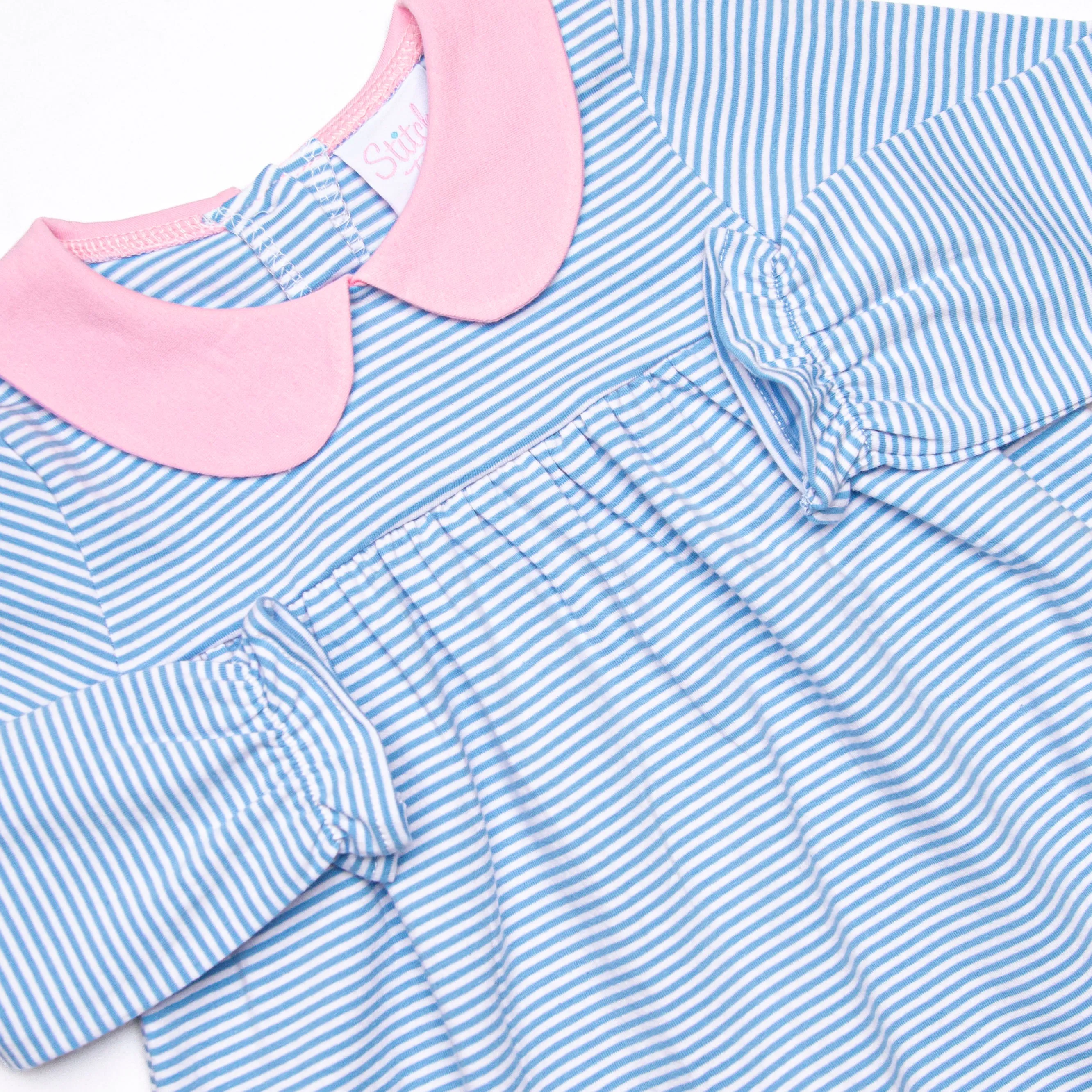 Olivia Legging Set, Pink and Medium Blue Stripe