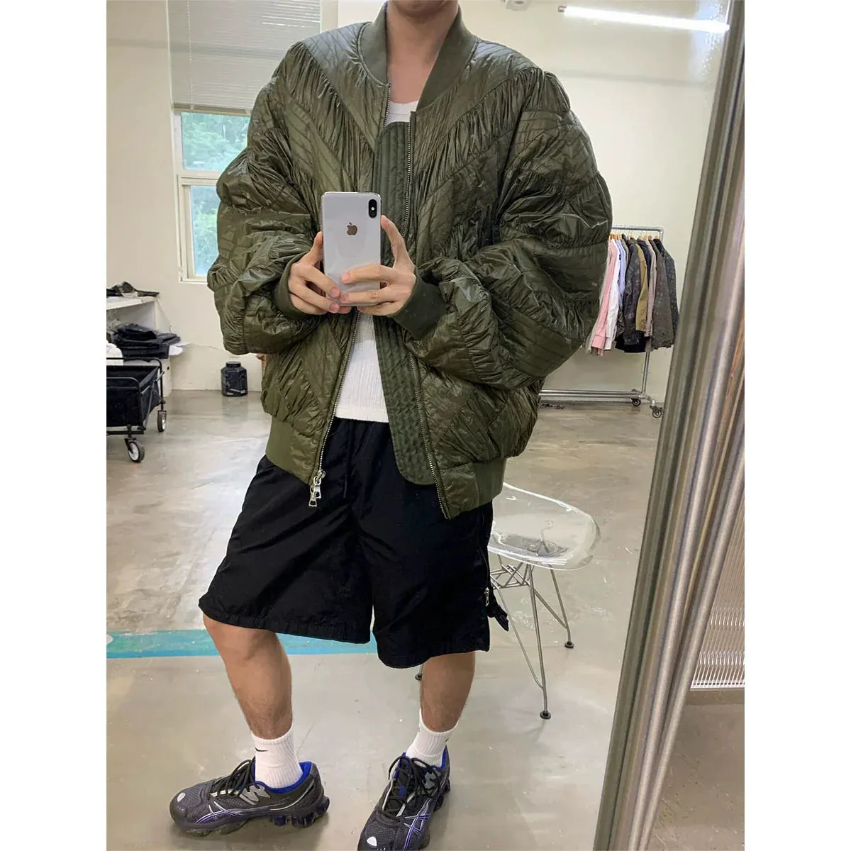 Oversized Quilted Bomber Jacket