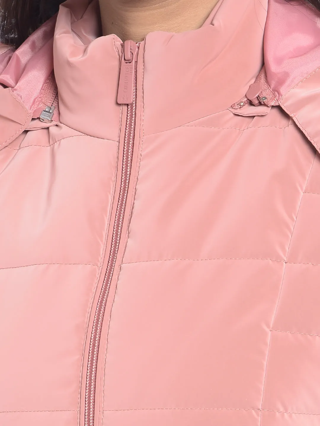 Peach Hooded Puffer Jackets