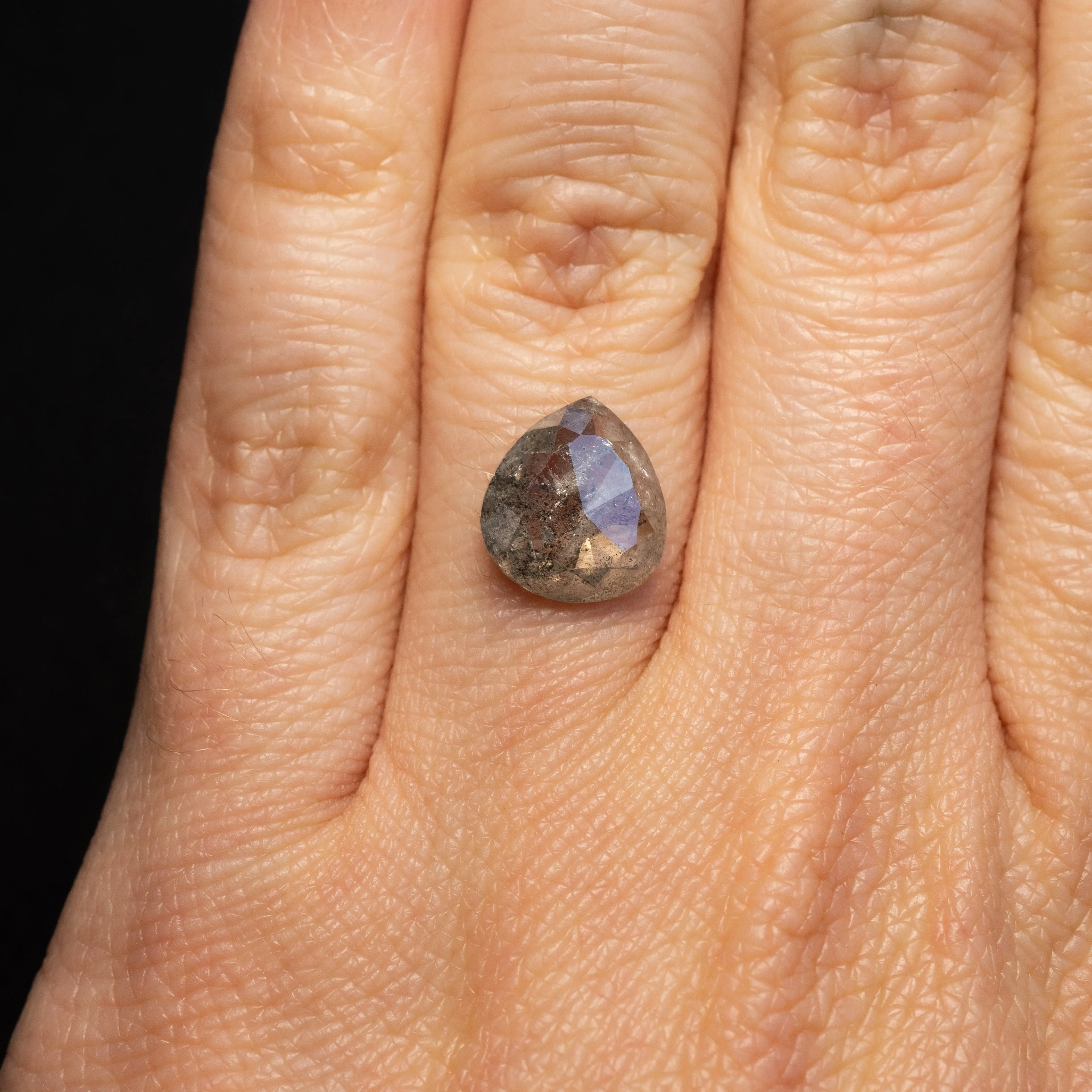 Pear Rose Cut Salt   Pepper Diamond | 2.75ct
