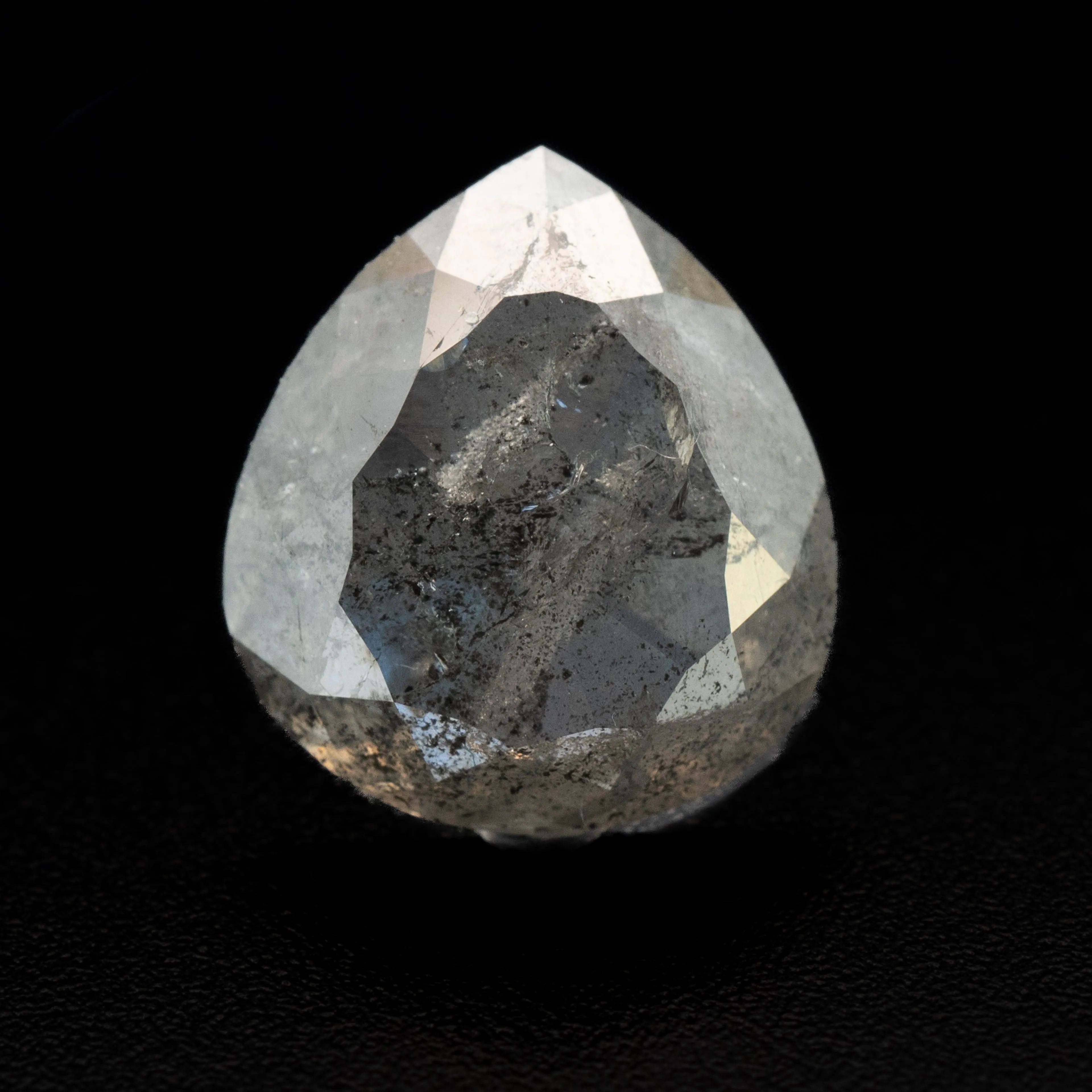 Pear Rose Cut Salt   Pepper Diamond | 2.75ct