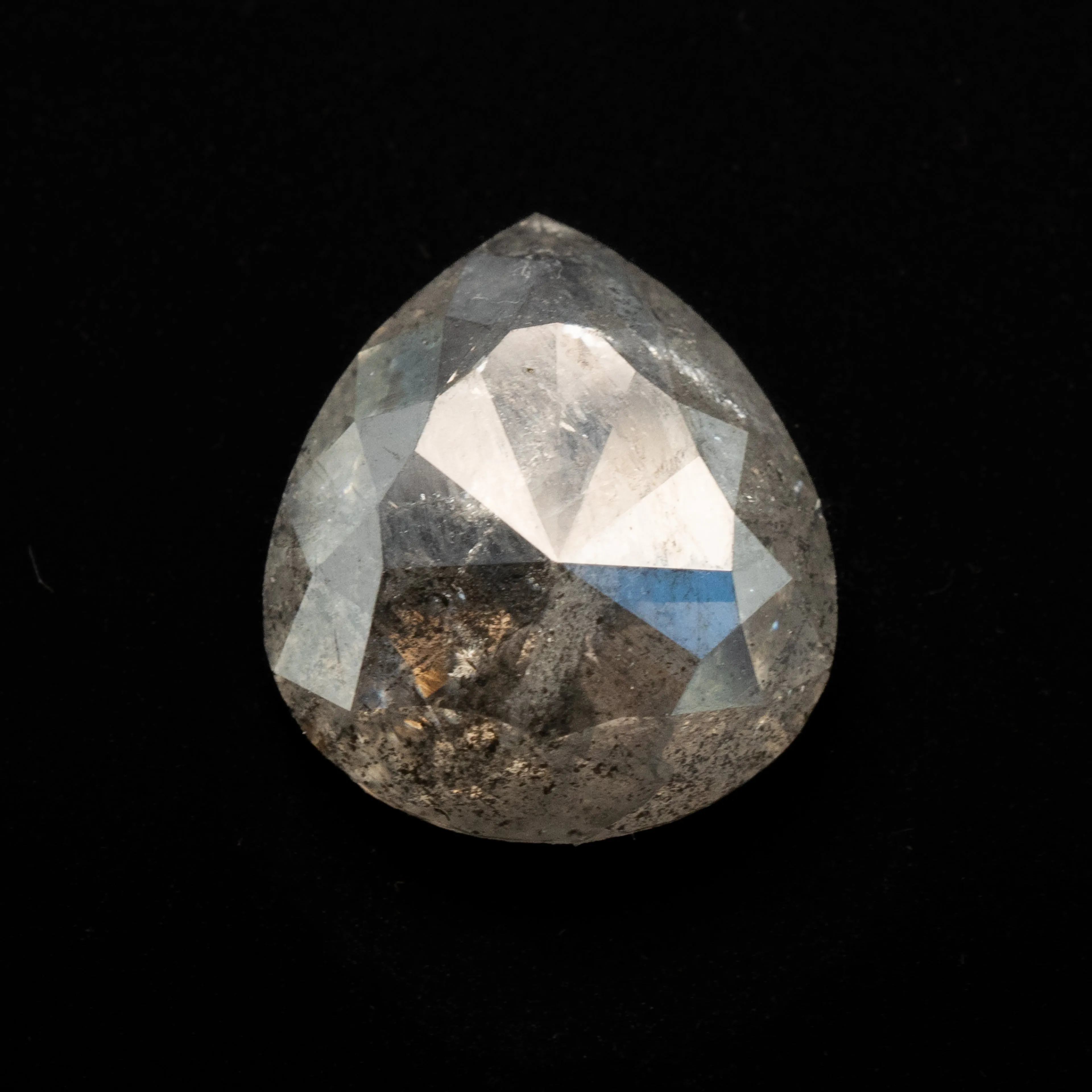 Pear Rose Cut Salt   Pepper Diamond | 2.75ct