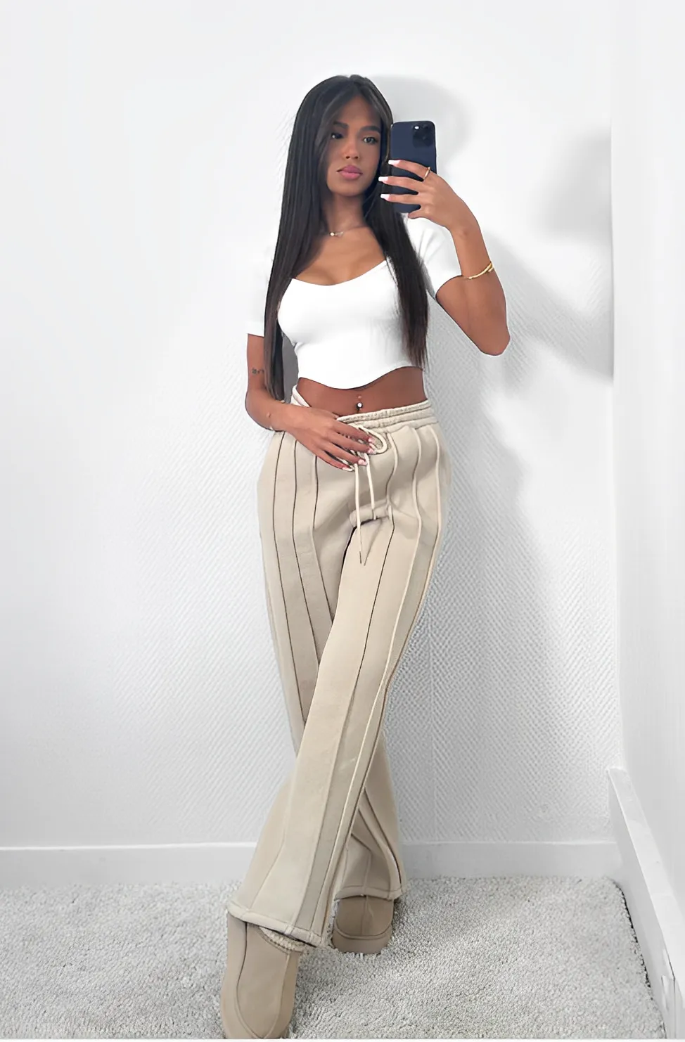 Perle® | Striped Loose Sweatpants